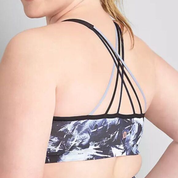 LIVI 18 20 NWT No-Wire Sports Bra Abstract Blue Black Comfot Yoga Low Impact - Picture 3 of 14